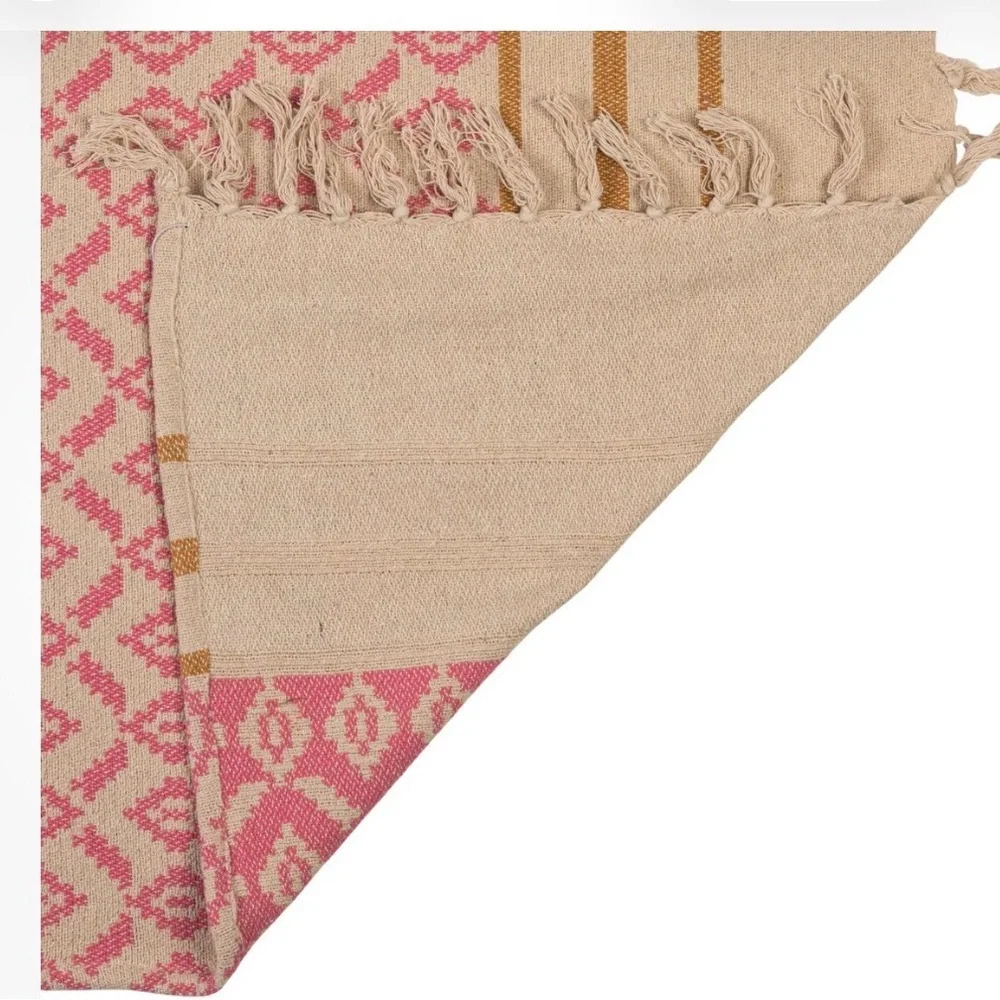 Creative Co-Op Woven Cotton Blend JacquardThrow with Pattern,Stripes and Tassels